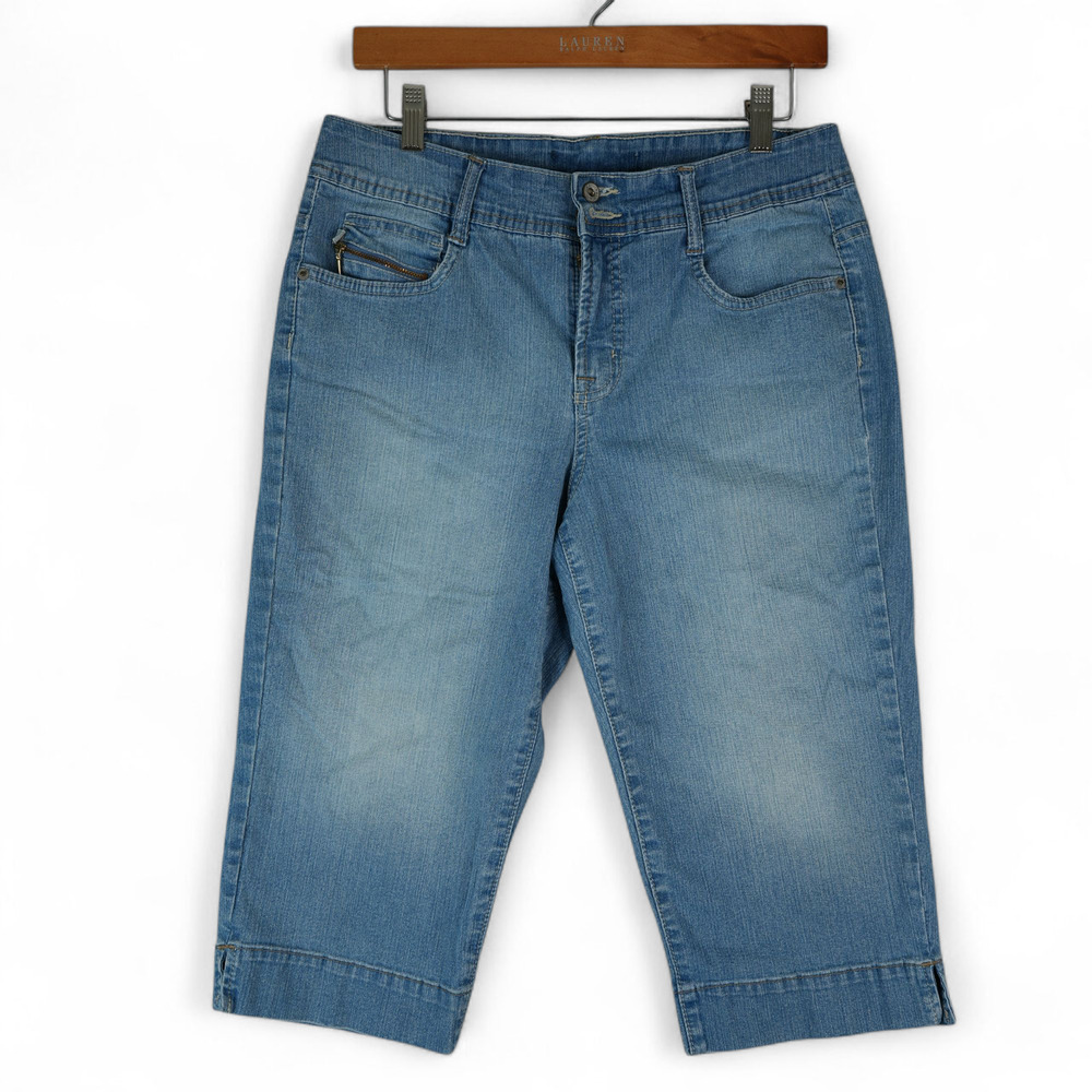 Bandolino Blu Jeans Capris Womens 8 Blue Midrise Light Wash Stretch 16.5" Inseam